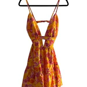 Open back plunge front summer dress size M